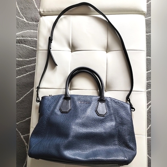 Michael Kors Pebbled Leather Two Tone Satchel Convertible Crossbody Bag - Picture 8 of 16